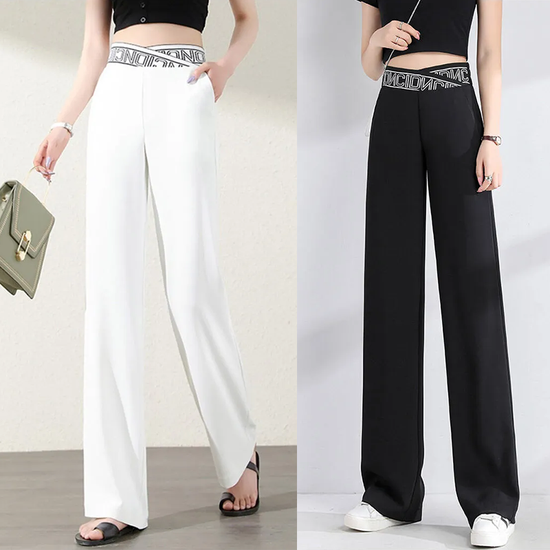 美脚 無地 カジュアル シンプル ワイドパンツ