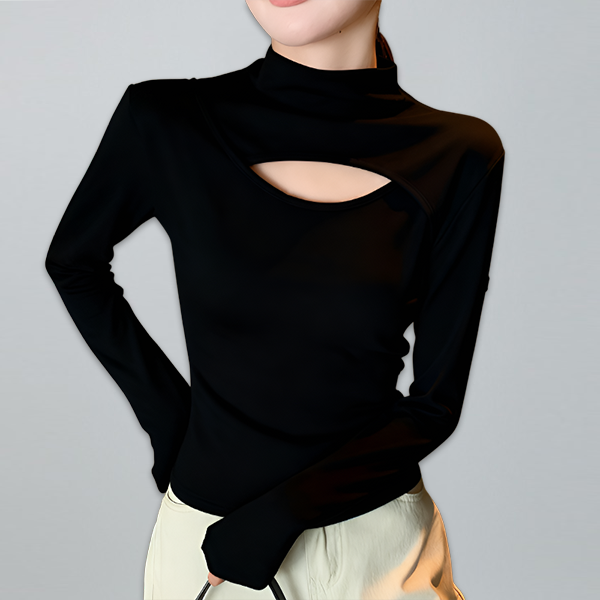 セクシー ハーフハイネック 無地 カジュアル シンプル Tシャツ