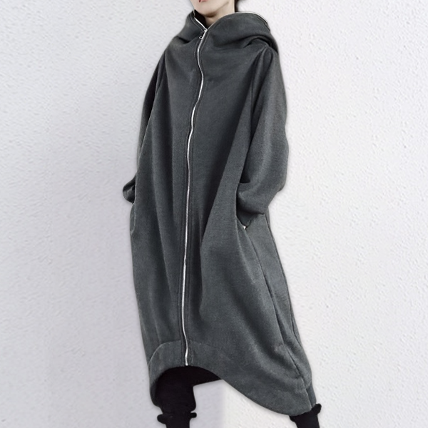 存在感 フード付き ロング丈 裏起毛 コー卜