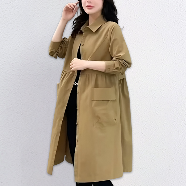 簡単おしゃれ 着痩せ 無地 カジュアル シンプル 長袖 トレンチコート