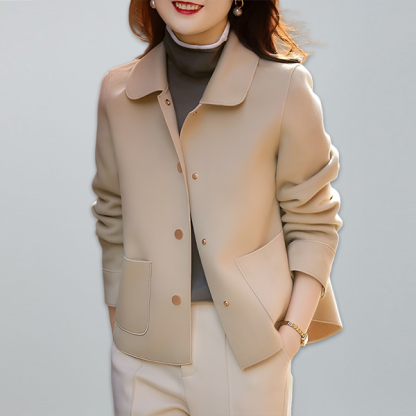 気質満点 無地 ショート丈 カシミヤ コート