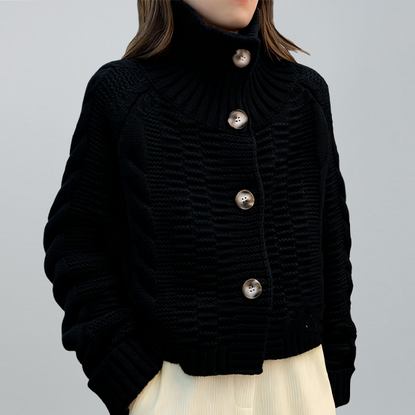 無地 カジュアル 長袖 秋冬 シンプル タートルネック カーディガン