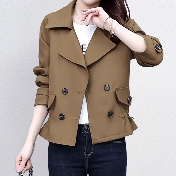 ショート丈 無地 カジュアル シンプル 長袖 トレンチコート