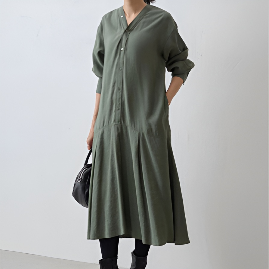 無地 カジュアル シンプル カラーレス シャツワンピース