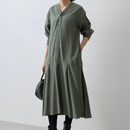 無地 カジュアル シンプル カラーレス シャツワンピース
