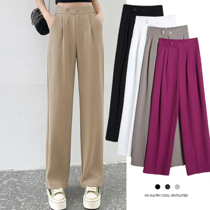 無地 カジュアル ファッション ハイウエスト ワイドパンツ