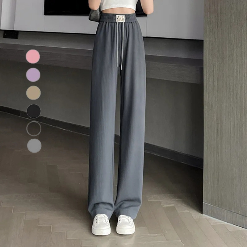 女性らしい印象 無地 ジュアル シンプル ワイドパンツ