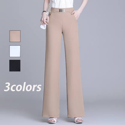 接触冷感・ハイウエスト 無地 カジュアル シンプル ガウチョパンツ