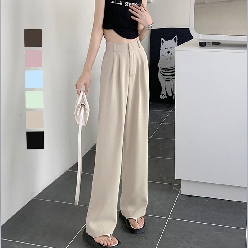 ハイウエスト 無地 カジュアル シンプル ガウチョパンツ