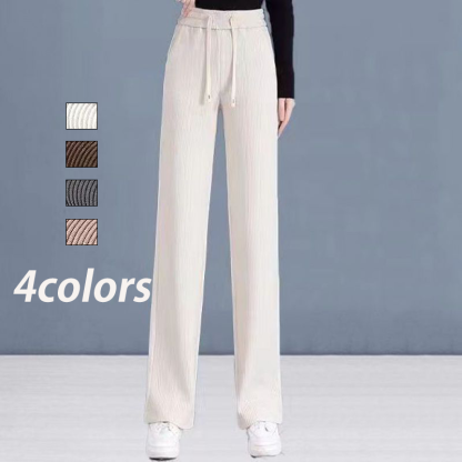 無地 ハイウエスト レギュラー丈 カジュアルパンツ 