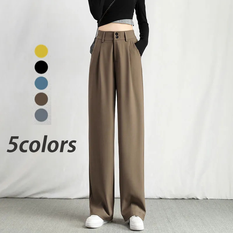 無地 カジュアル シンプル ハイウエスト パンツ