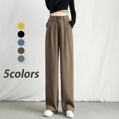 無地 カジュアル シンプル ハイウエスト パンツ