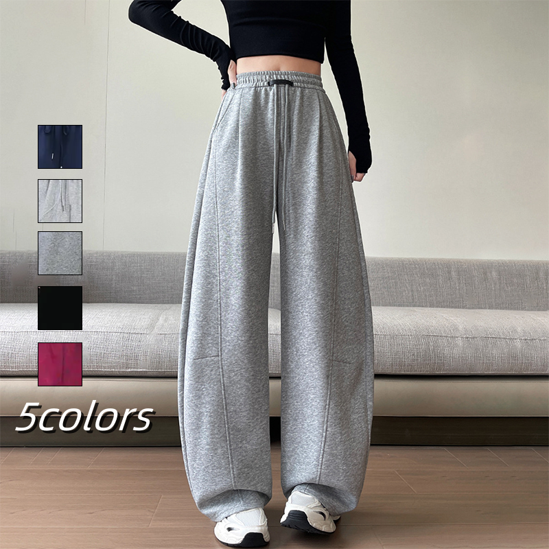 ハイウエスト レギュラー丈 無地 カジュアル パンツ