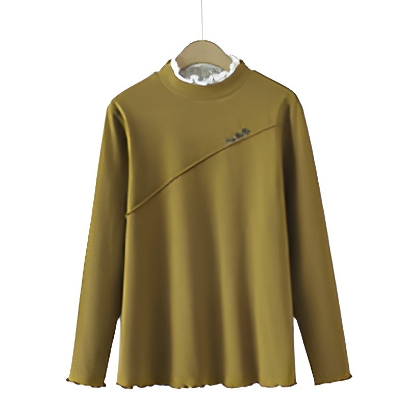 ハイネック レース入り 長袖 レディース カットソー