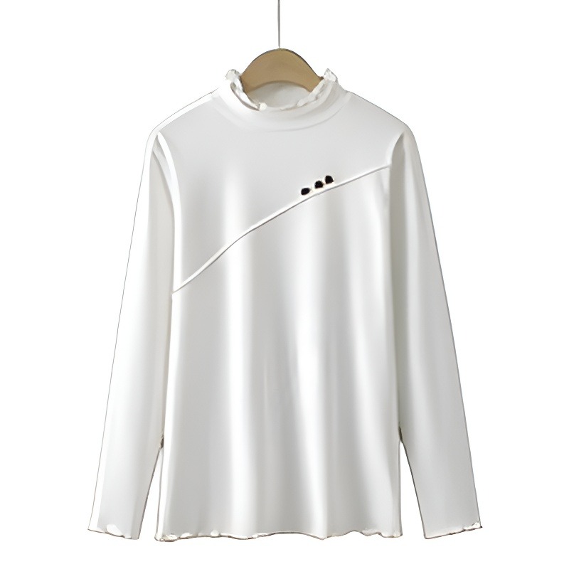 ハイネック レース入り 長袖 レディース カットソー