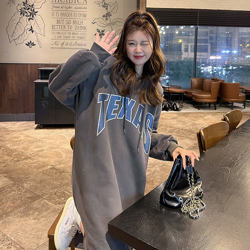 完売必至 フード付き アルファベット パーカー ワンピース