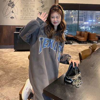 完売必至 フード付き アルファベット パーカー ワンピース