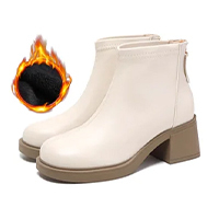 無地 カジュアル シンプル チャンキーヒール ショートブーツ