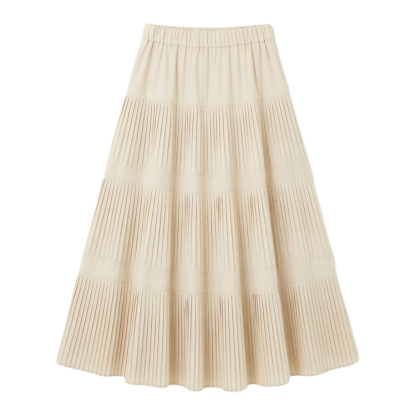 ハイウエスト 無地 カジュアル 秋冬用 プリーツ スカート