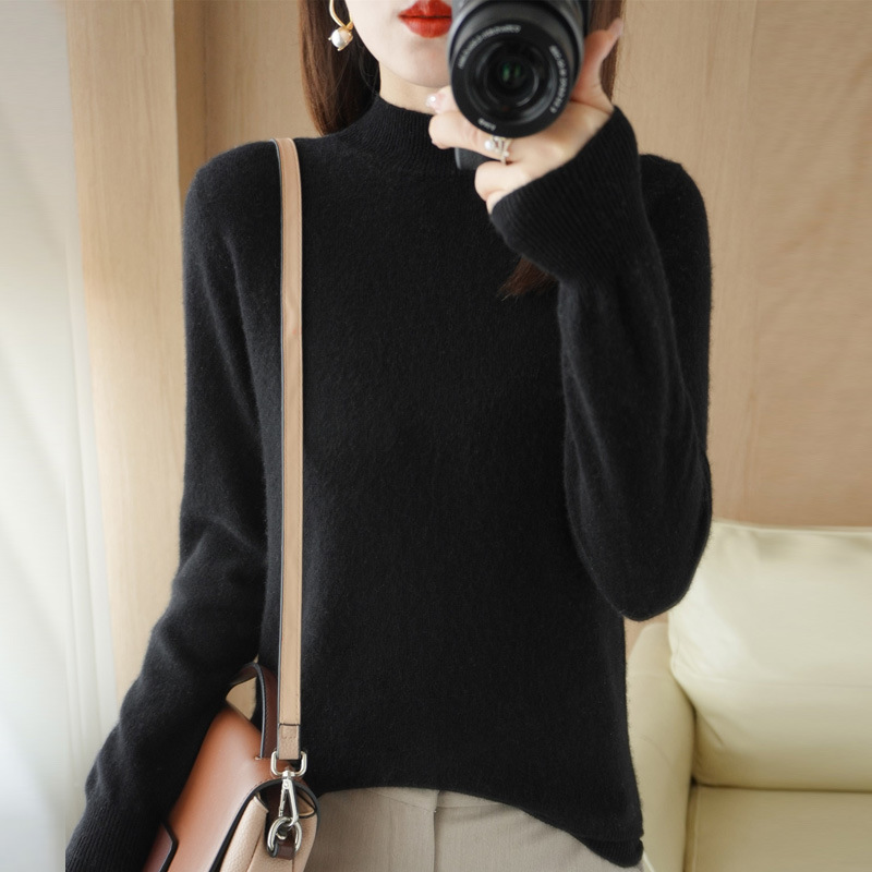 着回し力抜群 無地 カジュアル 長袖 シンプル ニット