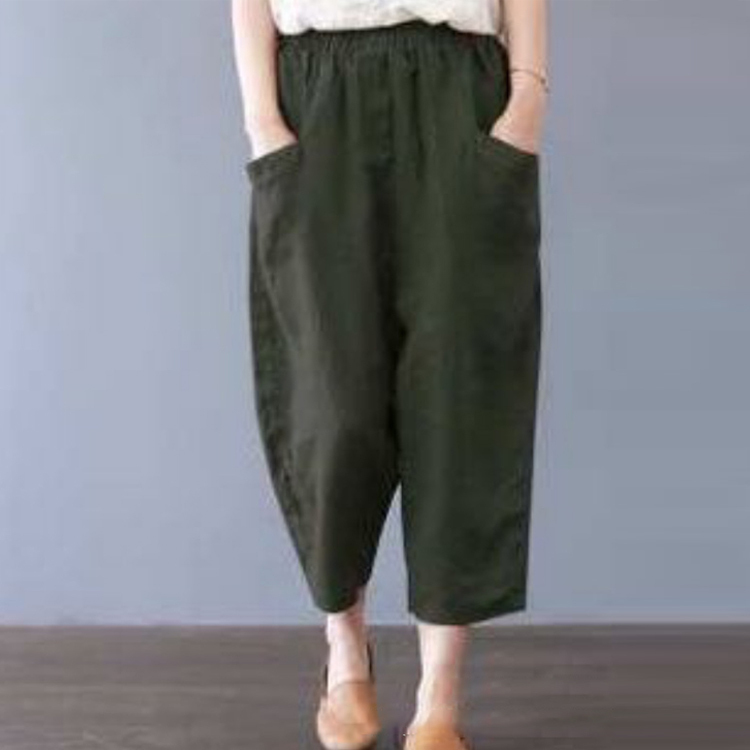 女っぽい レディース 無地 七分丈 ワイドパンツ