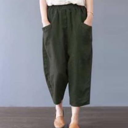 女っぽい レディース 無地 七分丈 ワイドパンツ