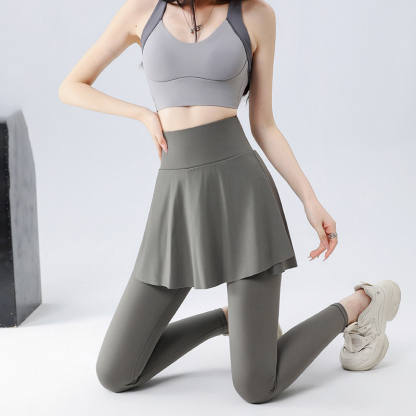 無地 カジュアル シンプル スカート付き着圧 レギンス