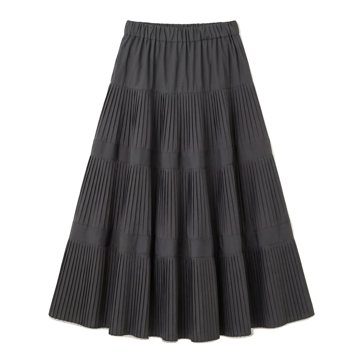 ハイウエスト 無地 カジュアル 秋冬用 プリーツ スカート
