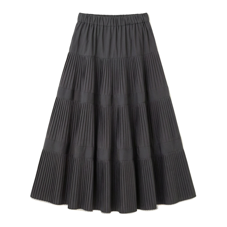 ハイウエスト 無地 カジュアル 秋冬用 プリーツ スカート