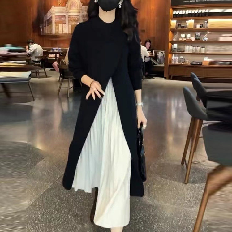 無地 ロング丈 レディース ファッション ニットワンピース