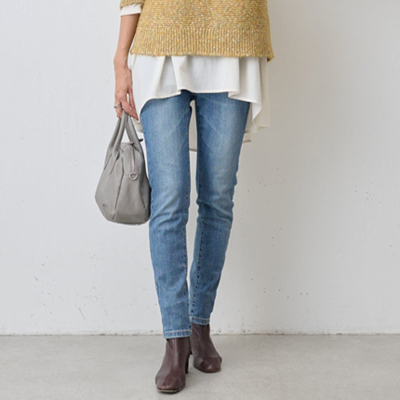 ハイウエスト ストレッチ スキニー 無地 ジーンズ