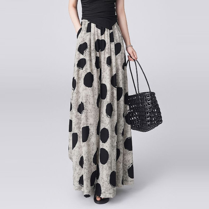 人気爆発中 プリント柄 UVカット ガウチョパンツ