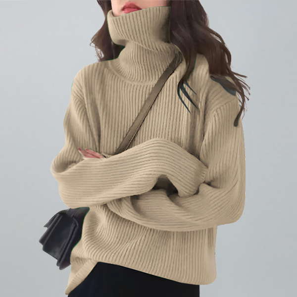 大人気 ハイネック カシミヤリブ ニット