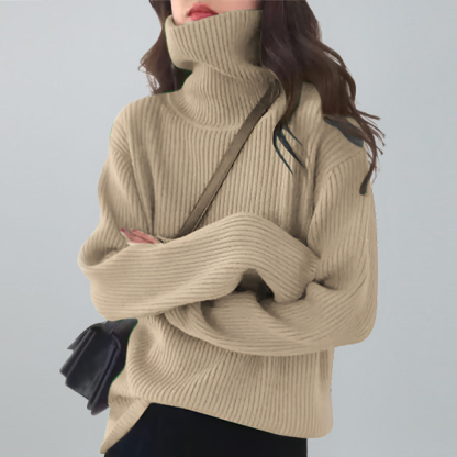 大人気 ハイネック カシミヤリブ ニット