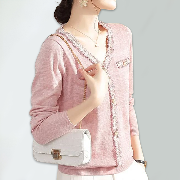 無地 Vネック 長袖 カーディガン