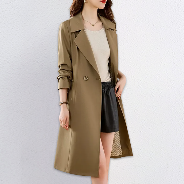 新作追加 着瘦せト ボタン ポケット付き カジュアル 折り襟 レンチコート