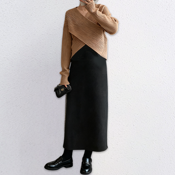 【単品注文】ゆったり Vネック 無地 カジュアル シンプル ニットセット