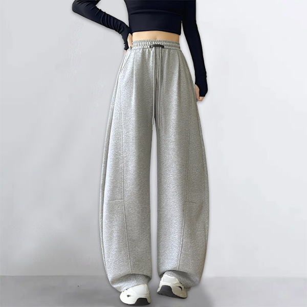 ハイウエスト レギュラー丈 無地 カジュアル パンツ