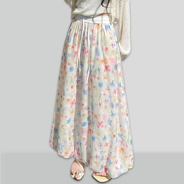 圧倒的 新作 花柄 スカート風 パンツ