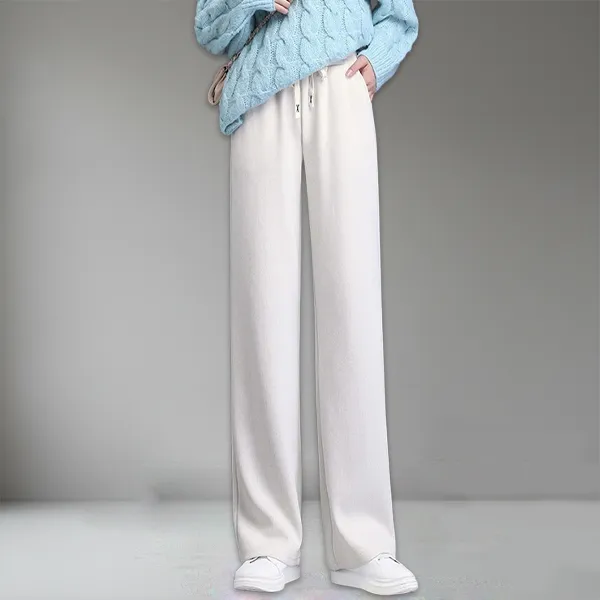 【裏起毛なし/裏起毛あり】柔らかい 無地 ストレート ワイドパンツ