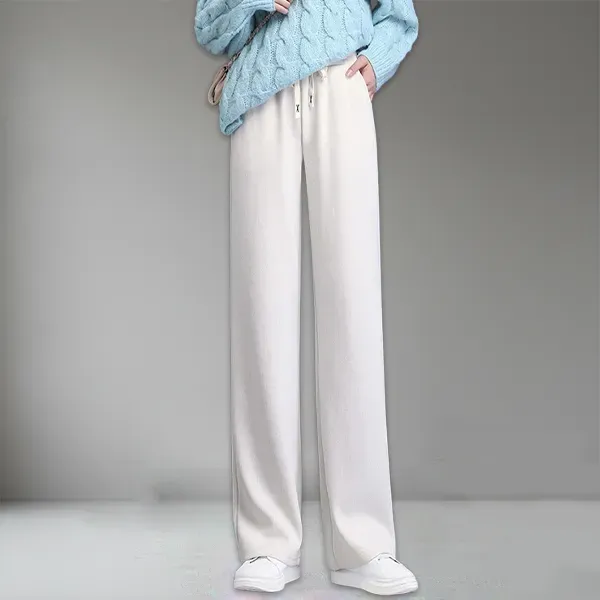 【裏起毛なし/裏起毛あり】柔らかい 無地 ストレート ワイドパンツ