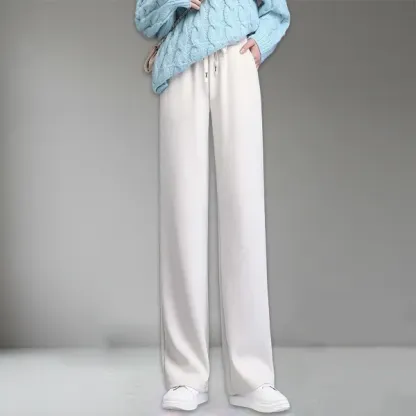 【裏起毛なし/裏起毛あり】柔らかい 無地 ストレート ワイドパンツ