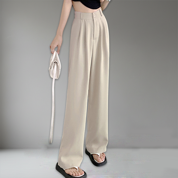 ハイウエスト 無地 カジュアル シンプル ガウチョパンツ