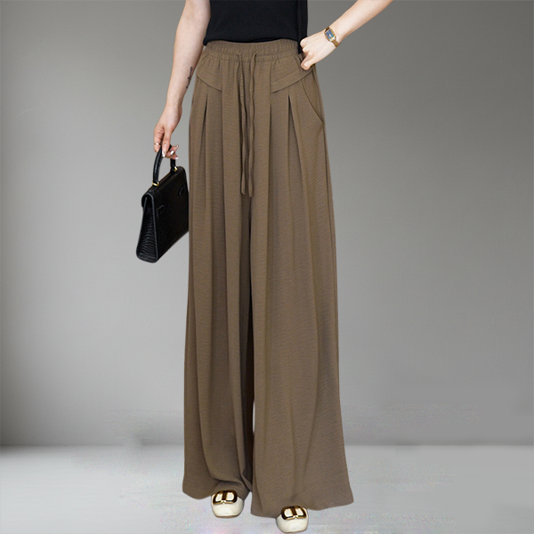 無地 カジュアル シンプル ハイウエスト ワイドパンツ