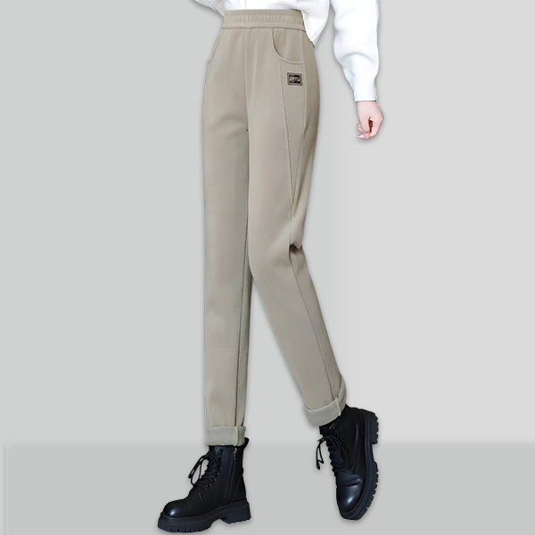 大活躍 ハイウエスト 無地 裏起毛 秋冬 カジュアルパンツ