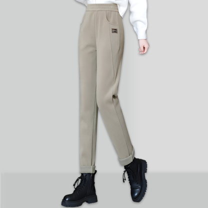 大活躍 ハイウエスト 無地 裏起毛 秋冬 カジュアルパンツ