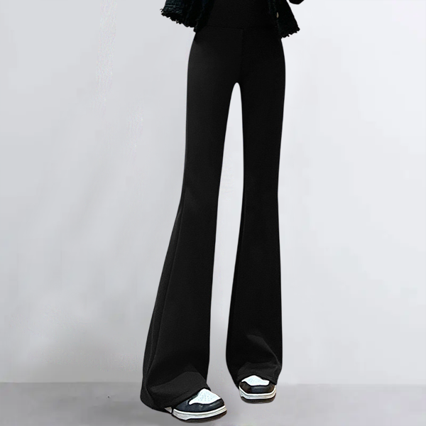 無地 カジュアル シンプル ハイウエスト フレアパンツ