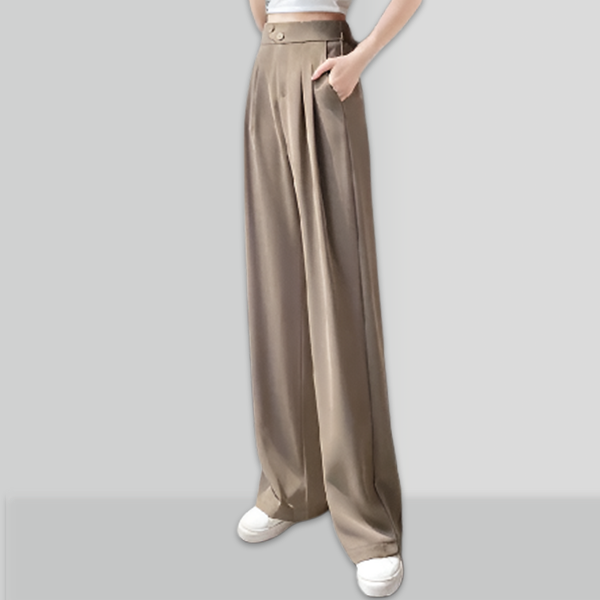 無地 カジュアル ファッション ハイウエスト ワイドパンツ