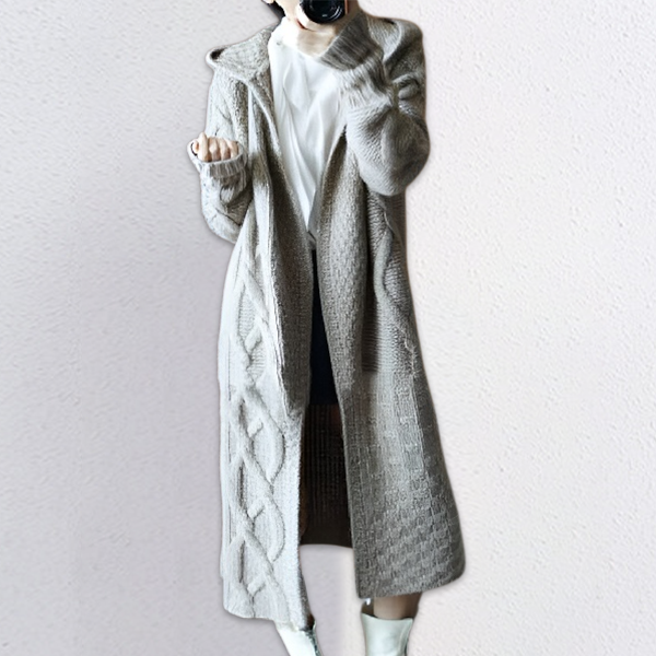 フードつきロングカーディガン