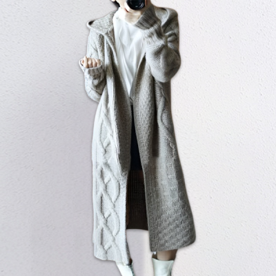 フードつきロングカーディガン